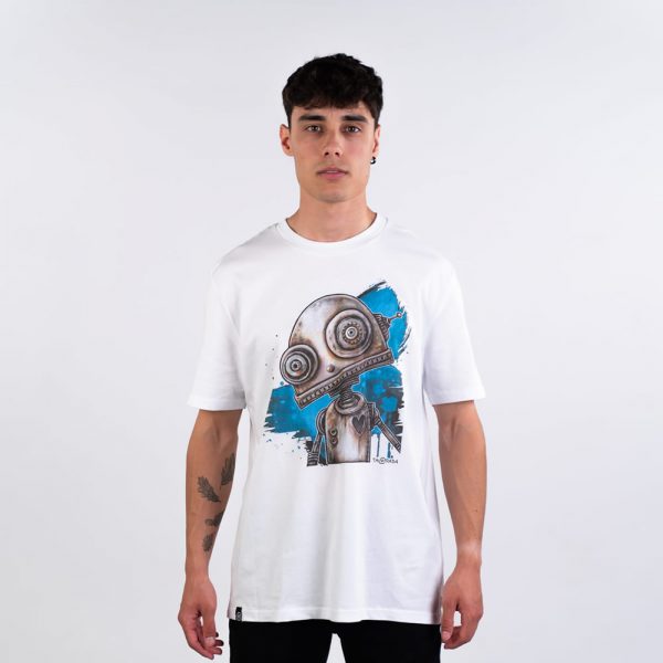 Friendly Robot (BgBlue) White
