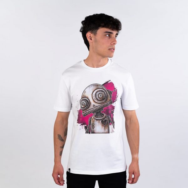 Friendly Robot (BgPink) White