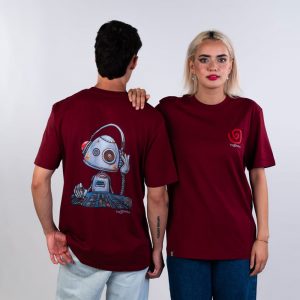 Camiseta DJ Robot Back & Spiral Burgundy