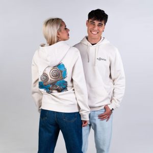 Friendly Robot Back (BgBlue) Hoody Vintage White
